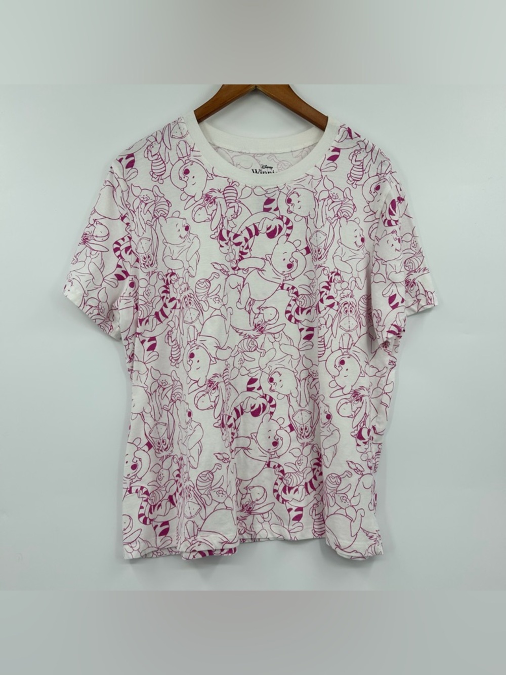 Disney Pink and White Winnie the Pooh Allover Print T-Shirt